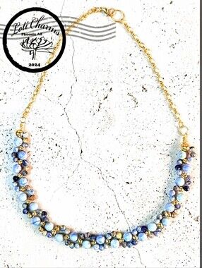 Genuine Lavender Tiffany Jasper Stones In Handwoven Bohemian Artisan Necklace